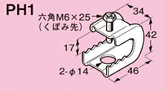 ネグロス電工　一般形鋼用管支持金具 PH1（1セット:20個入）