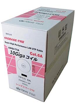 冨士電線 Cat6A 単線 10G-T　LAN（UTP）ケーブル（200m巻） TPCC6A 23AWGX4P (ブルー)